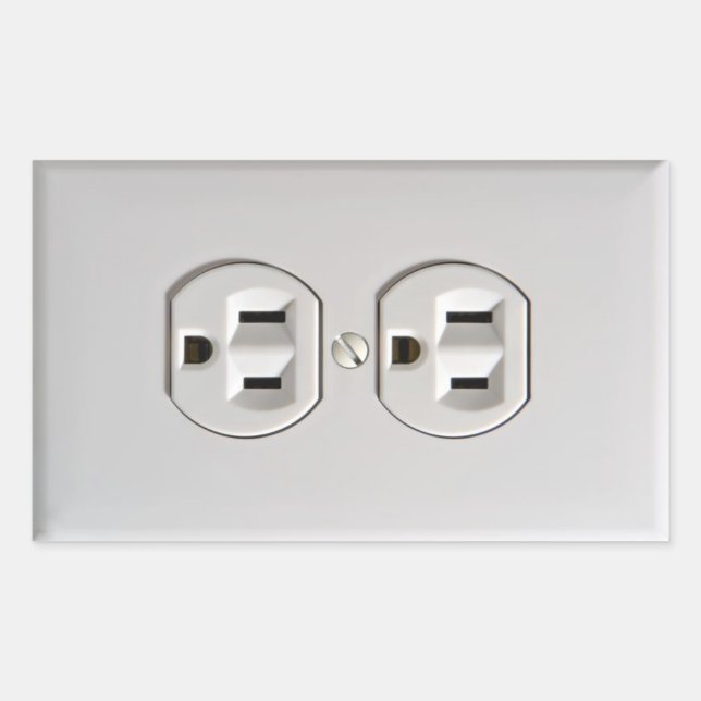 Retangular Adesivo de Tomada Elétrica Falsa Brincadeira do Di (Frente)