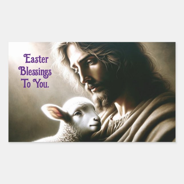 Retangular Adesivo do Jesus com Cordeiro (Frente)