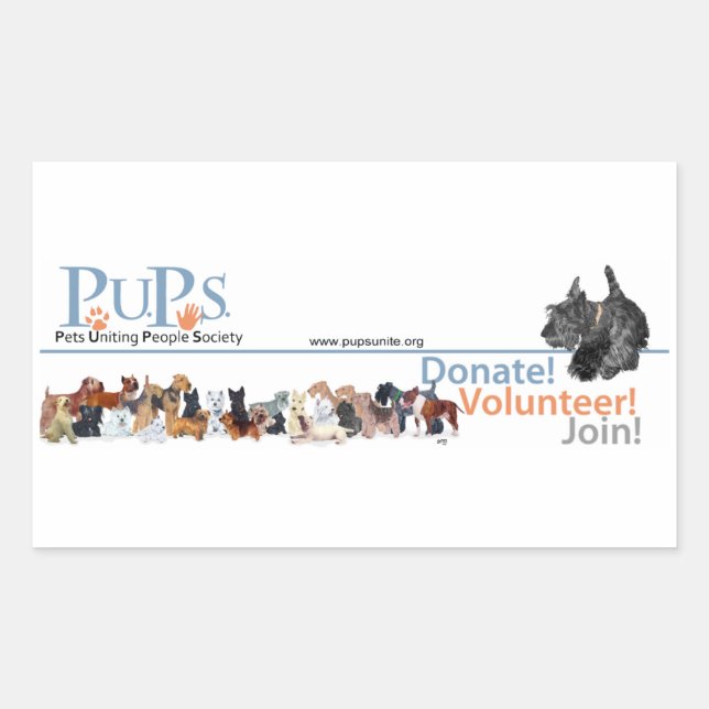 Retangular Adesivo do logotipo do PUPs com Scottie (Frente)