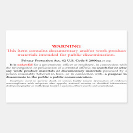Retangular Adesivo do Privacy Protection Act, retângulo branc