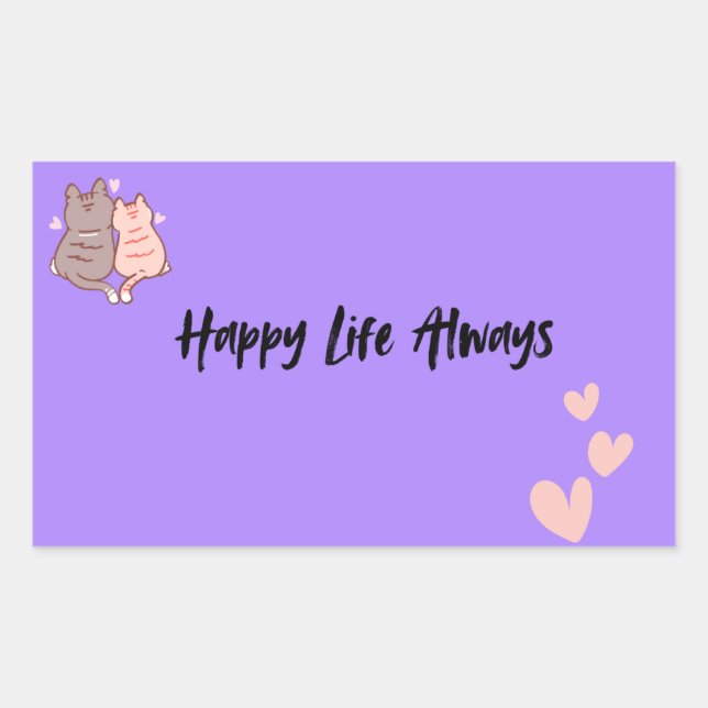 Retangular Adesivo Estético de Vida Feliz Sempre (Frente)