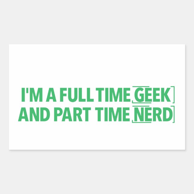 Retangular Adesivo Eu Sou um Geek em Tempo Integral e Nerd em (Frente)