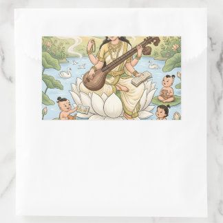 Retangular Adesivo Hindu da Deusa Saraswati