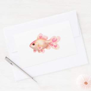 Retangular Adesivo Kawaii de Peixe Dourado Rosa Fofo com Cora