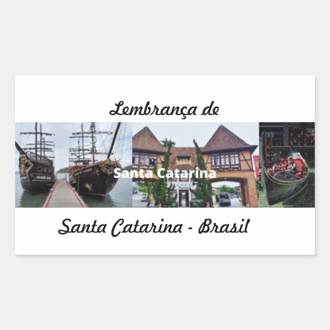 Retangular Adesivo lembrança de Santa Catarina Brasil (Frente)