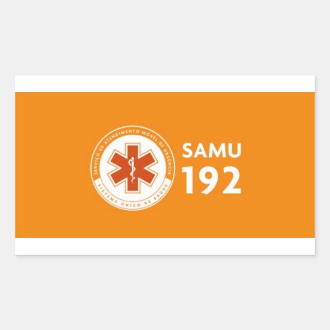 Retangular Adesivo Logomarca SAMU 192 - fundo laranja (Frente)