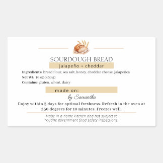 Retangular Adesivo Personalizado para Saco de Pão de Fermenta