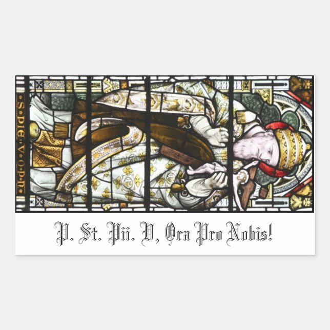 Retangular Adesivo Pius V (para veneração por velas) (Frente)
