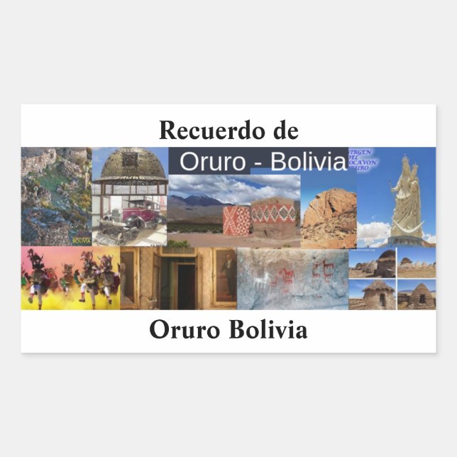 Retangular Adesivo recuerdo de Oruro Bolivia (Frente)