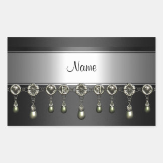 Retangular Adesivo Retângulo Preto Prata Cromo Joia acabament