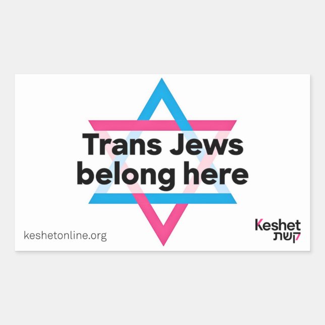 Retangular Adesivo Trans Jews Belong Here (Frente)