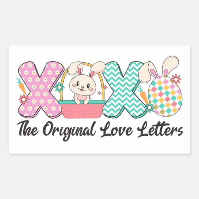 Retangular Adesivo XOXO Bunny Love (Frente)