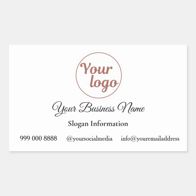 Retangular Adicione Seu Logotipo & Slogan Adesivo para Pequen (Frente)