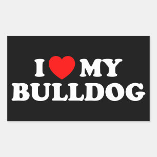 Retangular Adoro o meu adesivo de Buldogue