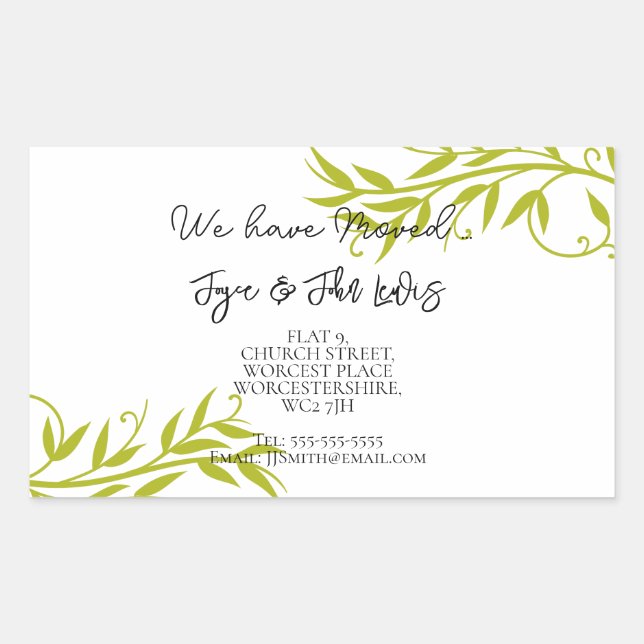 Retangular Alteração do adesivo de endereço (Frente)