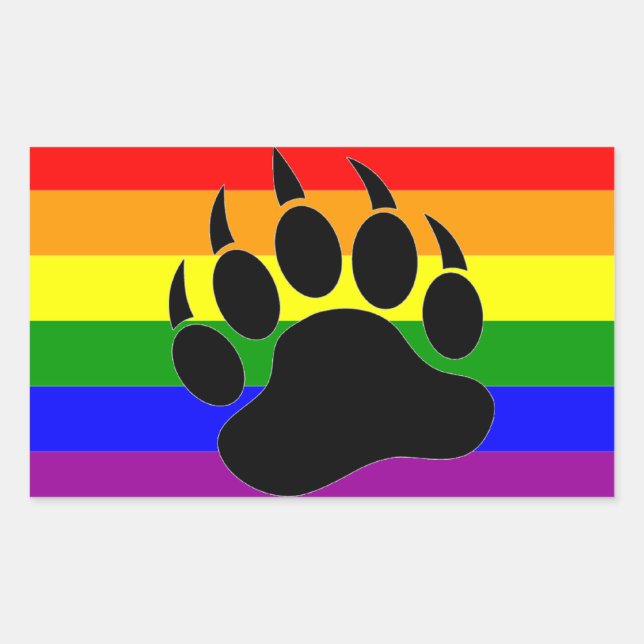 Retangular Bandeira Arco-Íris Pata de Urso - Adesivo (Frente)