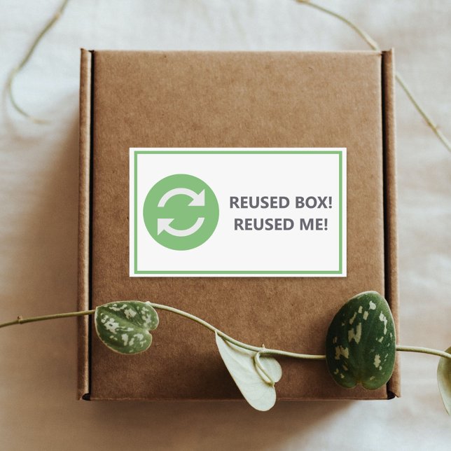 Retangular Caixa reutilizada - Reutilizado meu adesivo (Reused box - Reused me Sticker)