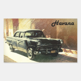 Retangular Carro americano no velho Havana, adesivo cubano