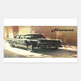 Retangular Carro americano no velho Havana, adesivo cubano