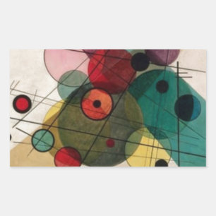 Retangular Círculos Kandinsky num adesivo em círculo