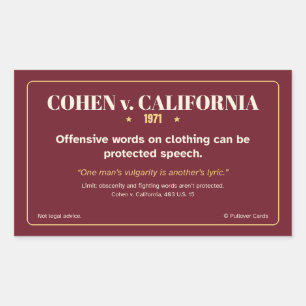 Retangular Cohen v. California 1971 Adesivo de Liberdade de E