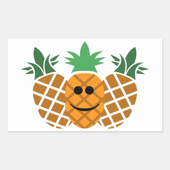 Retangular Design de abacaxi feliz - Adesivo redondo clássico (Frente)