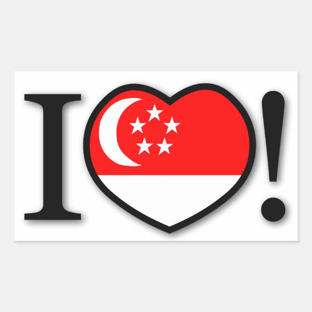 Retangular Eu adoro o adesivo de Singapura (Frente)