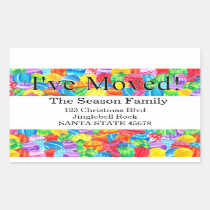 Retangular Eu movi o adesivo de aquarela pintado à mão