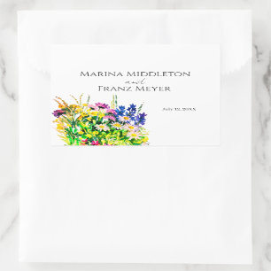 Retangular Flores silvestres de verão adesivo redondo clássic