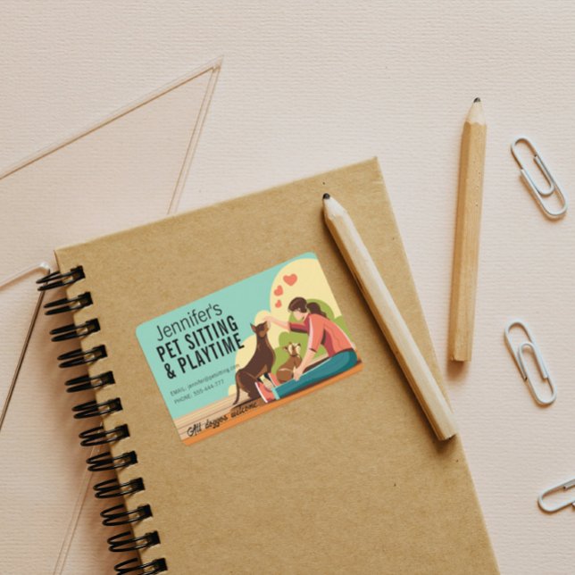 Retangular Folha do adesivo do Cachorro de Petsit e Playtime (Criador carregado)