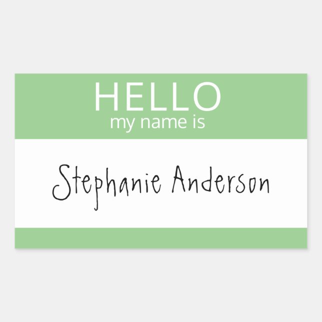 Retangular HELLO Personalizado Meu Nome É Crachá De Adesivo (Frente)