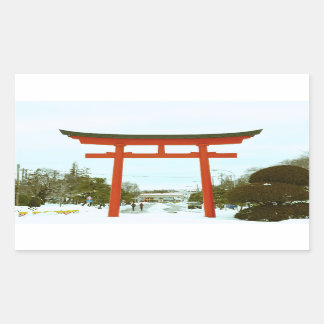 Retangular Japão no adesivo de inverno
