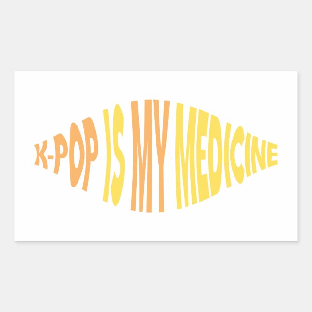 Retangular K-Pop É Minha Medicina Ver 1  Adesivo (Frente)