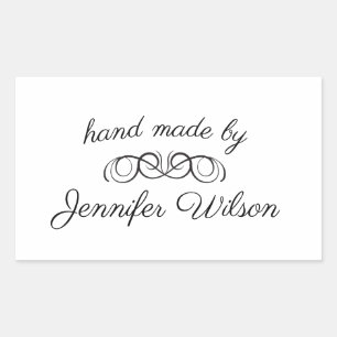 Retangular Mão Feita   Adesivo Personalizado