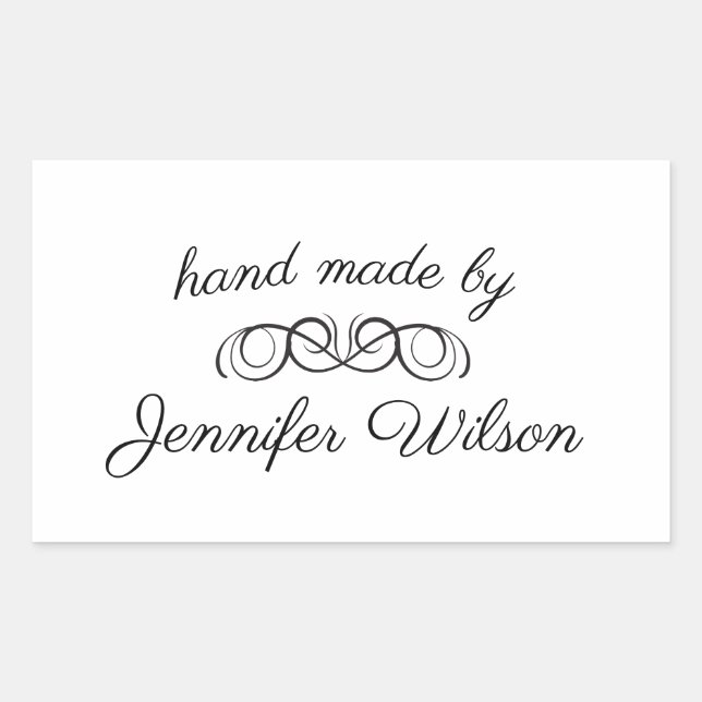 Retangular Mão Feita | Adesivo Personalizado (Frente)