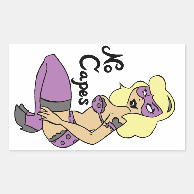 Retangular Não há adesivo com super-heroína em maiúsculas (Frente)