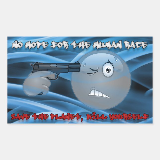 Retangular Não há Enfumaçado azul adesivo (Frente)