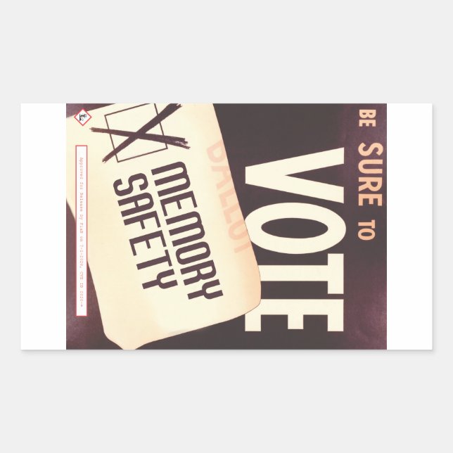 Retangular Não se esqueça de votar: adesivo de segurança da m (Frente)