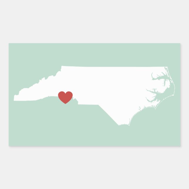 Retangular North Carolina Love - Adesivo personalizável (Frente)