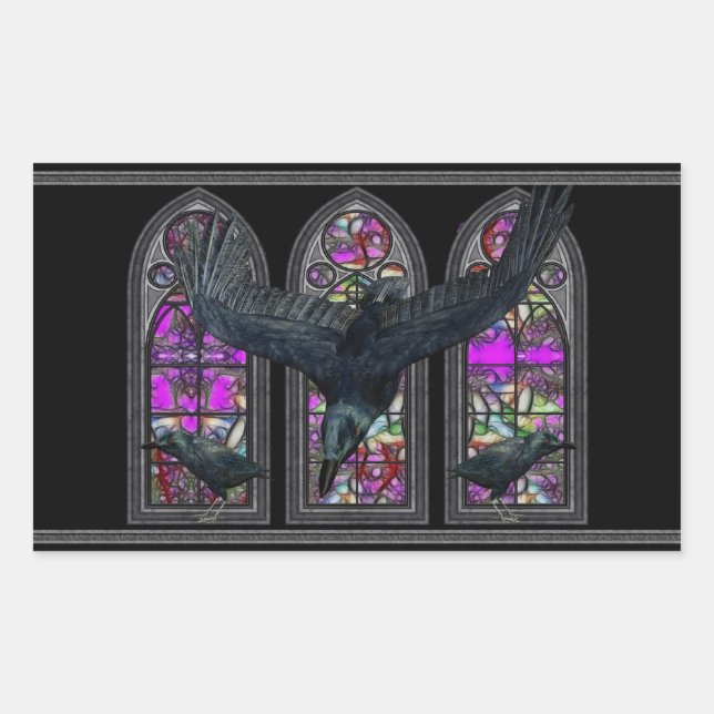 Retangular O adesivo de retângulo gótico de Ravens (Frente)