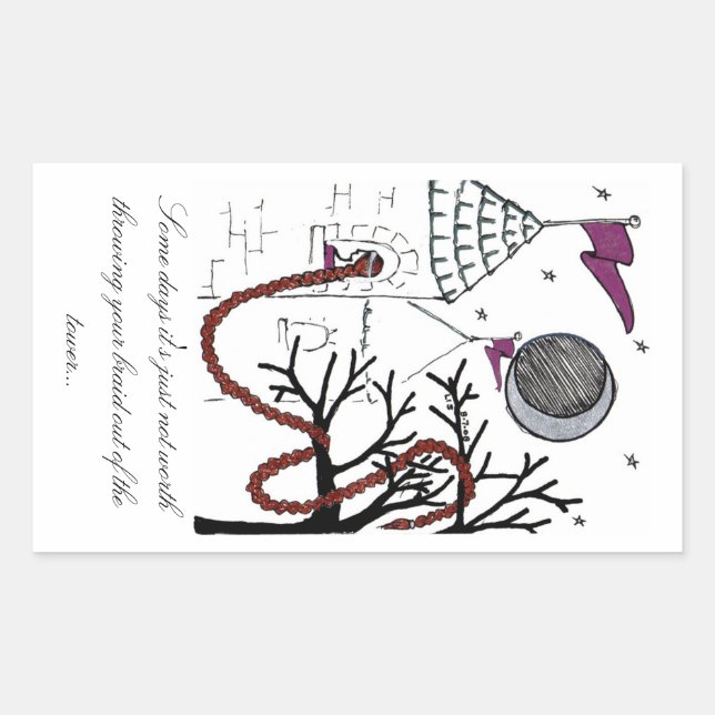 Retangular O adesivo do Dia do Cabelo Muito Ruim do Rapunzel (Frente)