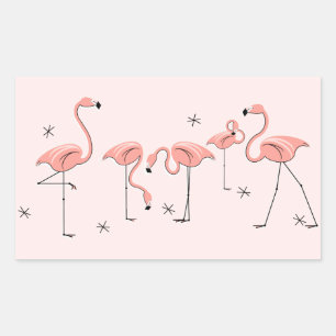 Retangular Retângulo do adesivo Flamingos Pink Group