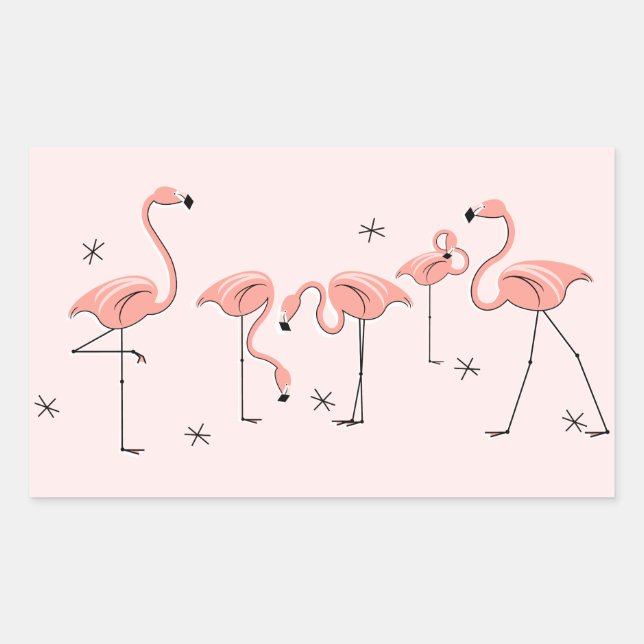 Retangular Retângulo do adesivo Flamingos Pink Group (Frente)