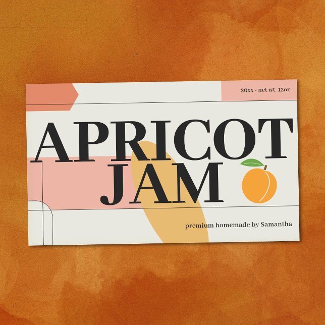 Retangular Rótulo Moderno de Geléia de Damasco Adesivo (Modern Apricot Jam Label Sticker)