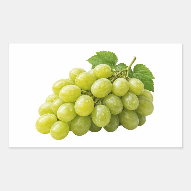 Retangular Uvas Verdes Frescas com Adesivo de Folhas (Frente)