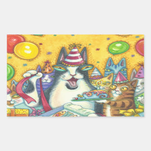 Retângulo das ETIQUETAS do ANIVERSÁRIO dos gatos