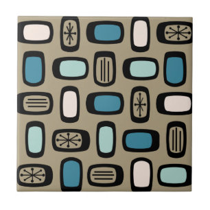 Retângulos Arredondados MCM do Meio-Século Azul Do