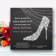 Retinestone Stilleto Festa de solteira Convite