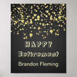 Retirada de Confetti Dourada sobre Poster preto