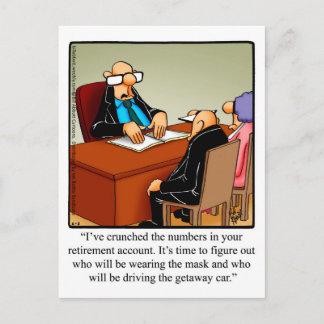 Retirada Engraçada Humor Cartão postal "Espectickl